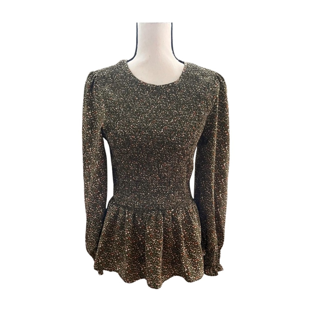Fashion Brand Smocked Long Sleeve Floral Blouse Large - Picture 2 of 10